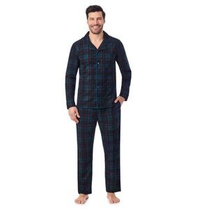 Cuddl Duds Mens Plaid Pajama Set Green Size M